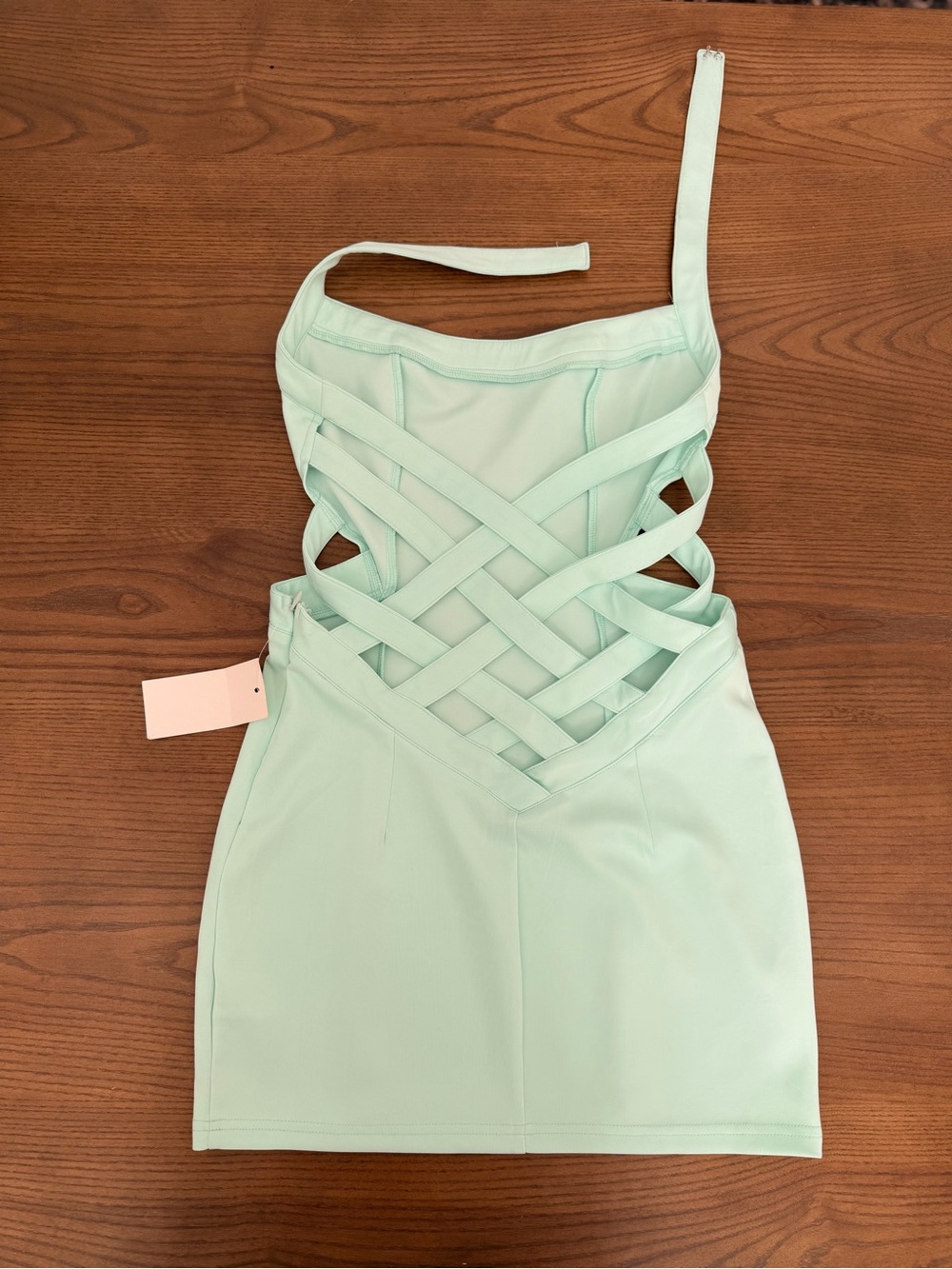 Tobi Mint Green Cutout Halter Mini Dress